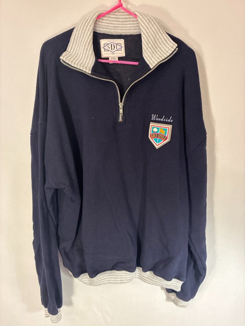 Vintage 90s SD Retro Series Woodside Golf Style Quarter Zip Sweatshirt Navy M US